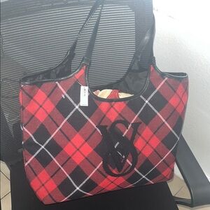 Stylish VS Red Plaid Women's Tote Bag